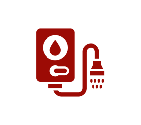 Red shower and heater symbol