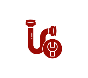 Plumbing tools icon with red pipe