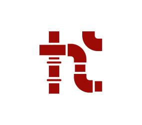 Stylized red pipe logo design