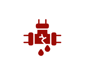 Plumbing issue icon with dripping water