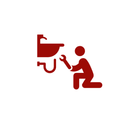 Red plumbing repair symbol