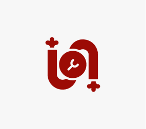 Red plumbing wrench logo design